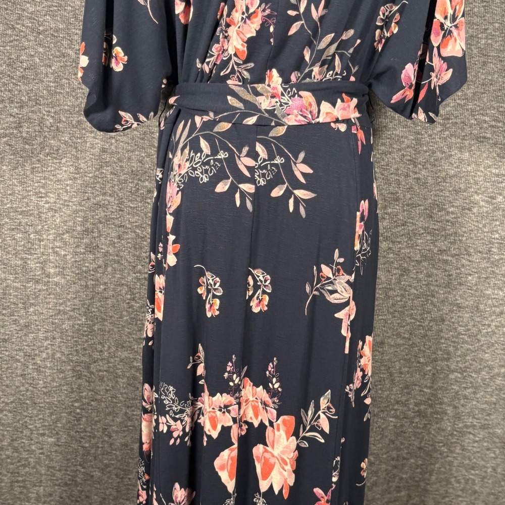 J.Jill Botanical Brunches Navy Blue Floral Button Front Midi Dress Medium - Picture 12 of 16